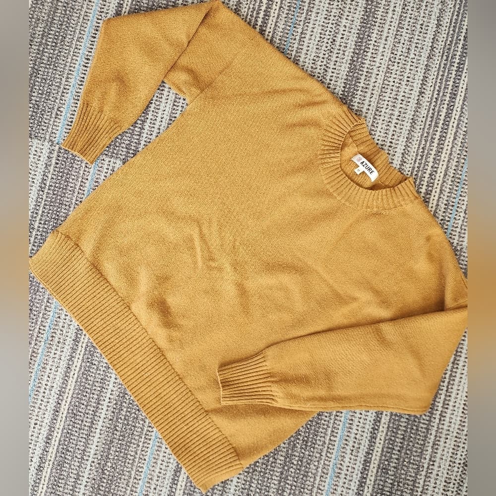 Tan Azure Acrylic Blend Long Sleeve Crew Neck Pull Over Sweater - Thumbnail 5