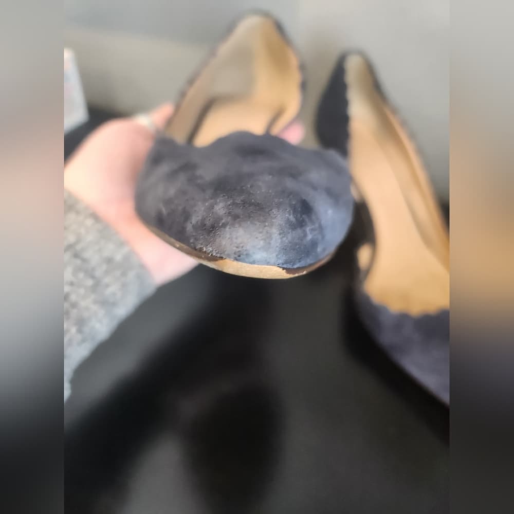 J. Crew Scalloped Edge Navy Blue Suede Pumps Made In Italy - Thumbnail 5