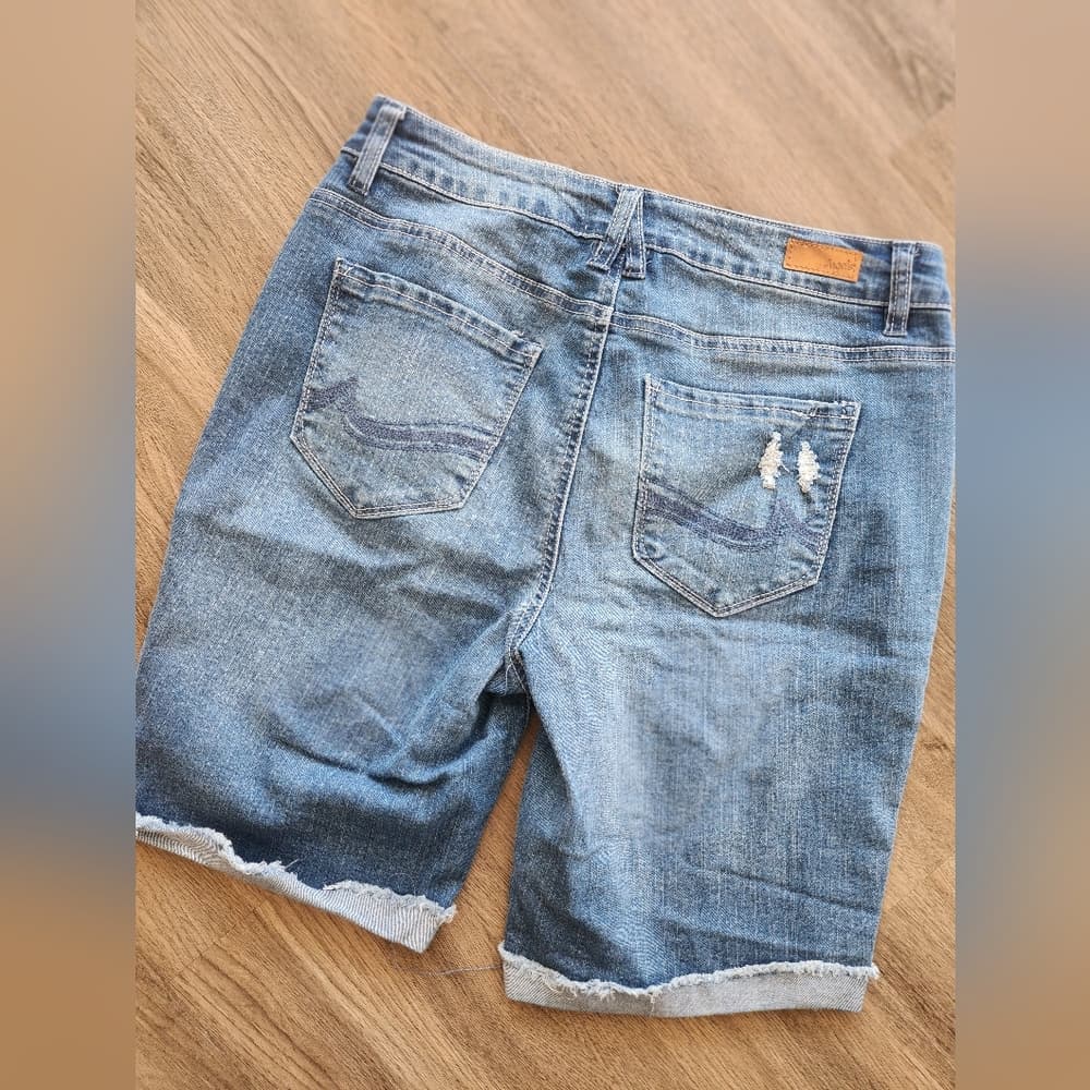 Angels Distressed Denim Stretchy Bermuda Jean Shorts - Thumbnail 6