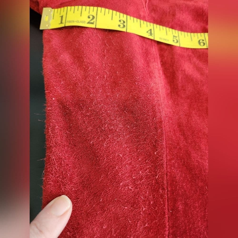 Liz Claiborne Red Lightweight Stylish Suede Leather Jacket - Thumbnail 11