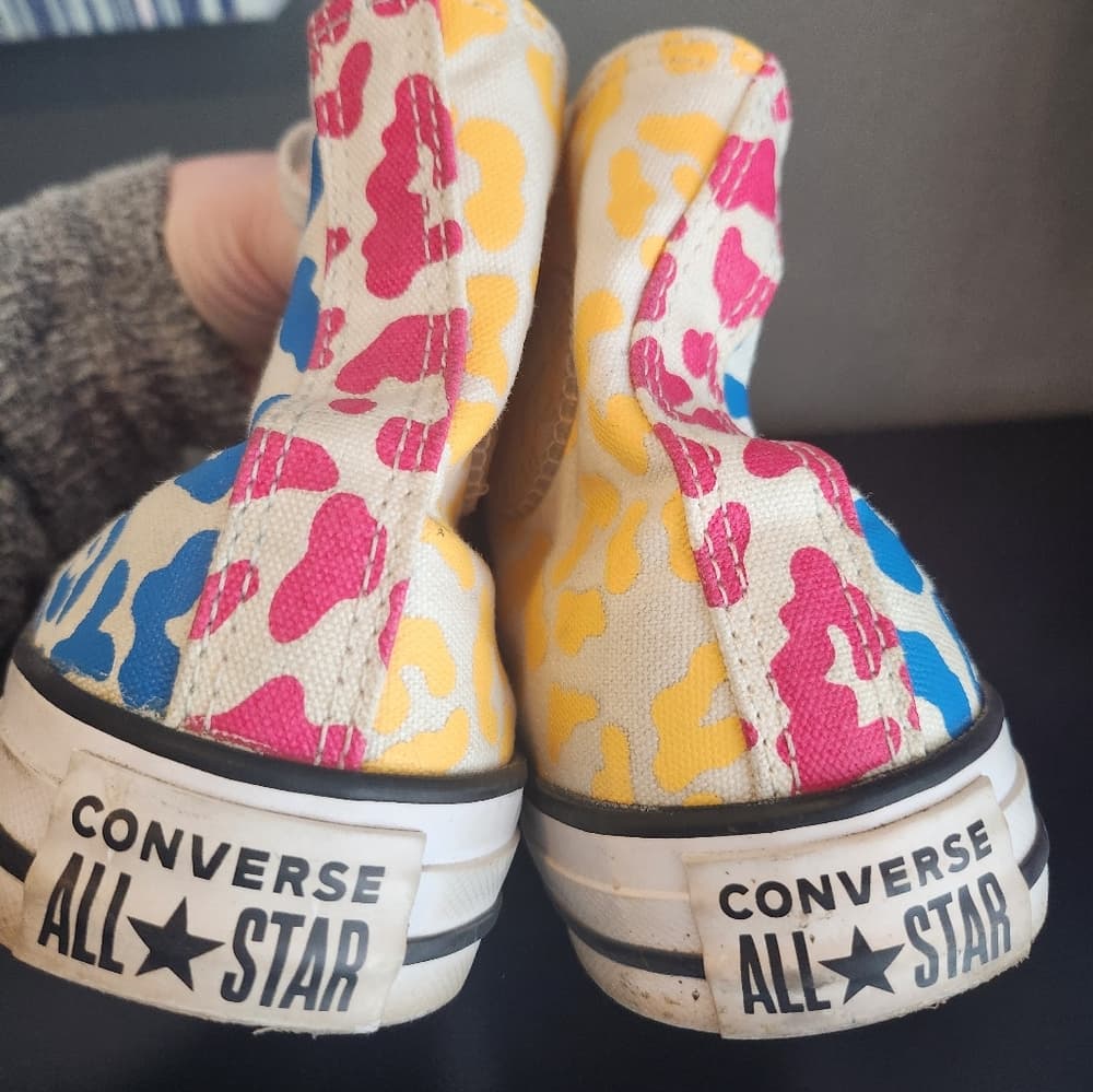 Converse Multi Bright Colored High-Top Sneakers Canvas Cheetah Print Color Block - Thumbnail 7