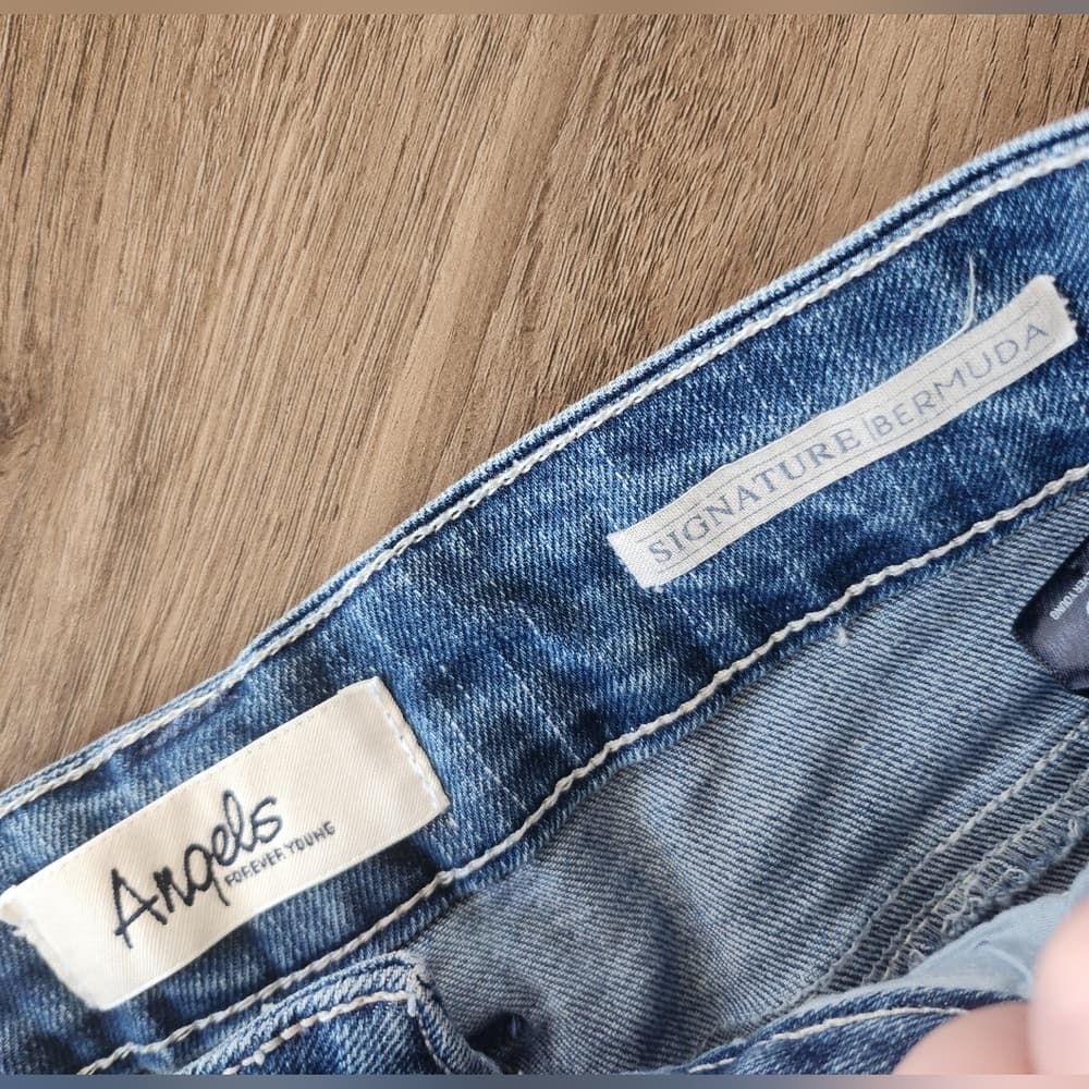 Angels Distressed Denim Stretchy Bermuda Jean Shorts - Thumbnail 3