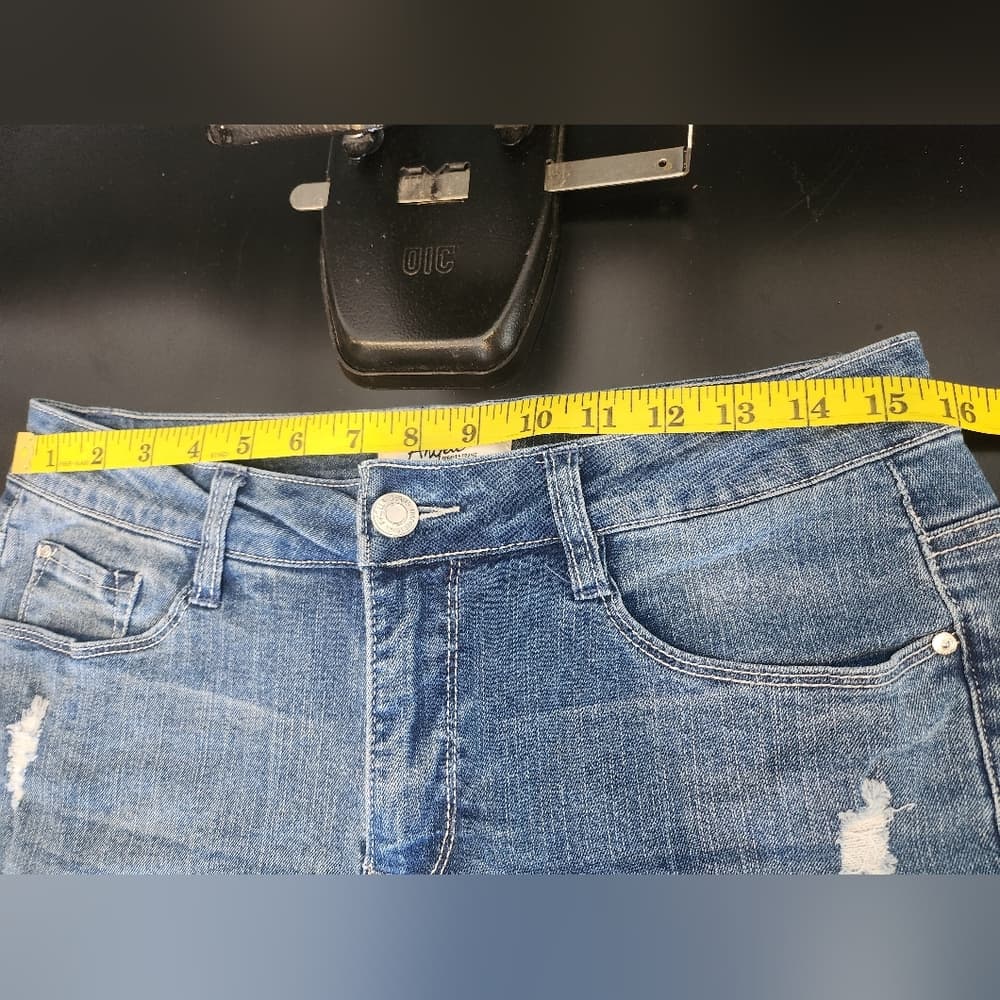Angels Distressed Denim Stretchy Bermuda Jean Shorts - Thumbnail 8