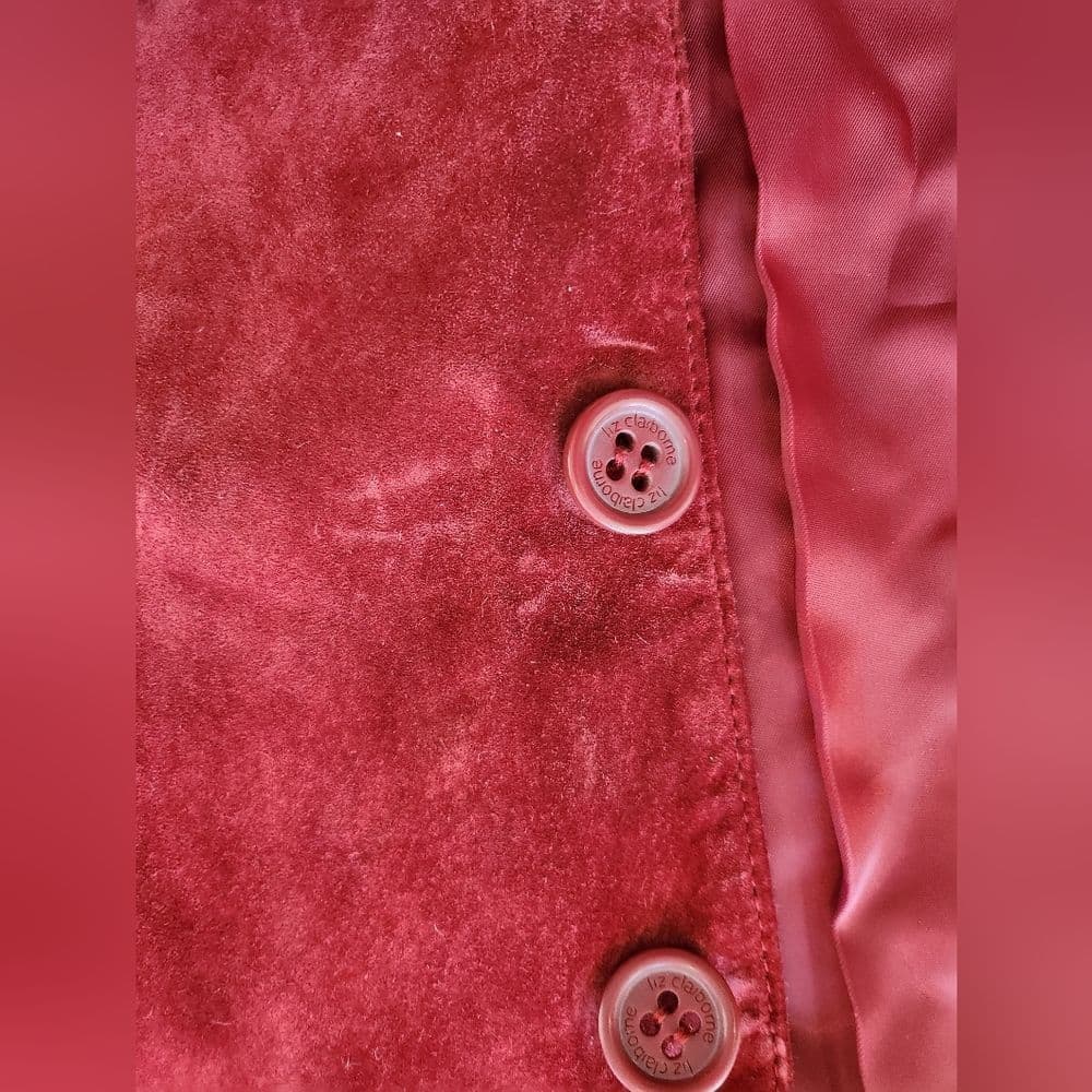 Liz Claiborne Red Lightweight Stylish Suede Leather Jacket - Thumbnail 2