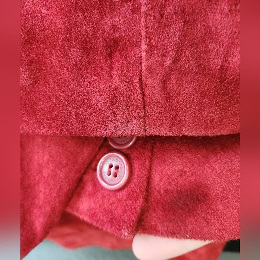 Liz Claiborne Red Lightweight Stylish Suede Leather Jacket - Thumbnail 12