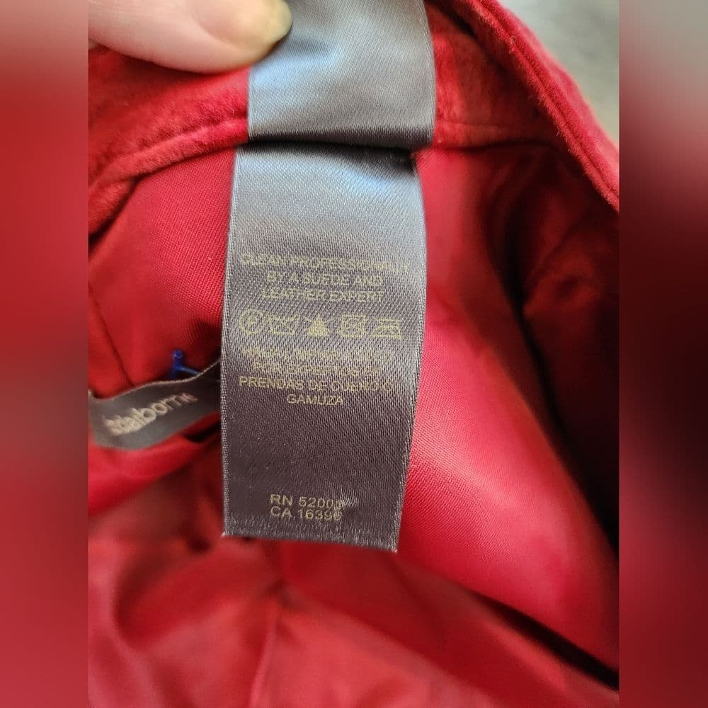 Liz Claiborne Red Lightweight Stylish Suede Leather Jacket - Thumbnail 5