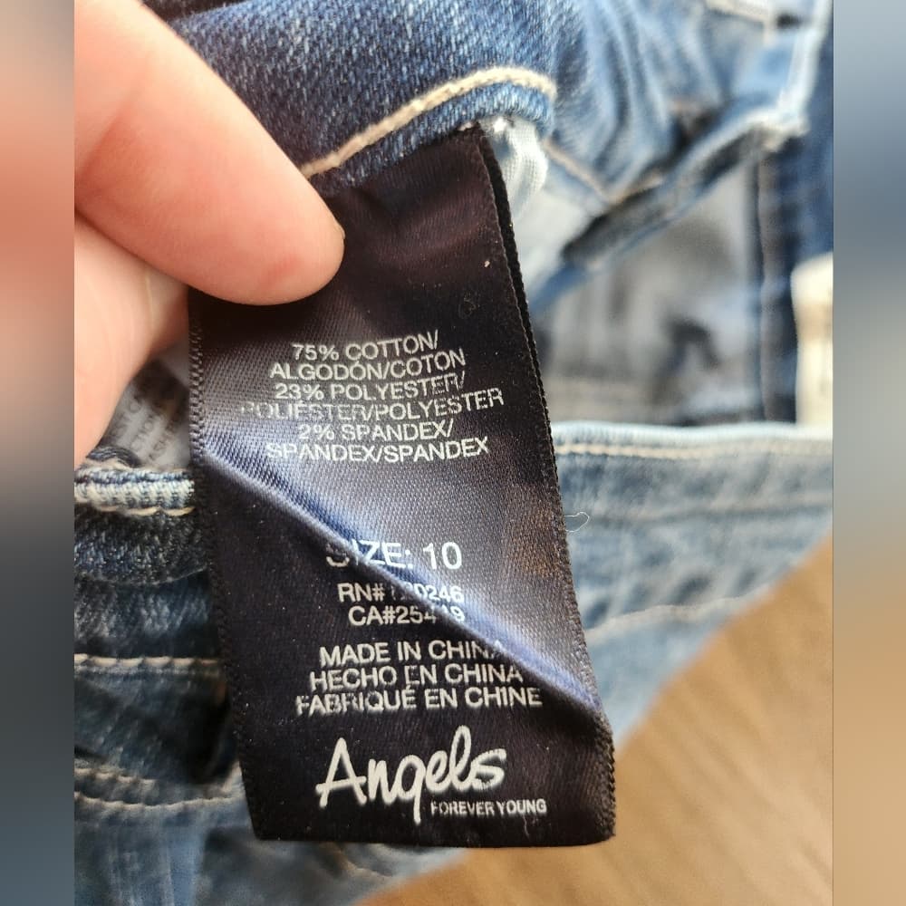 Angels Distressed Denim Stretchy Bermuda Jean Shorts - Thumbnail 4