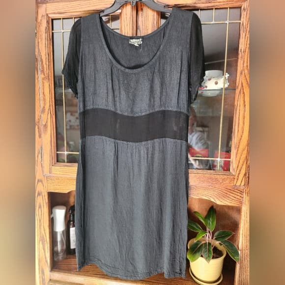 Vintage Ghost London 1990s Semi Sheer Black Short Sleeve Dress - Thumbnail 10