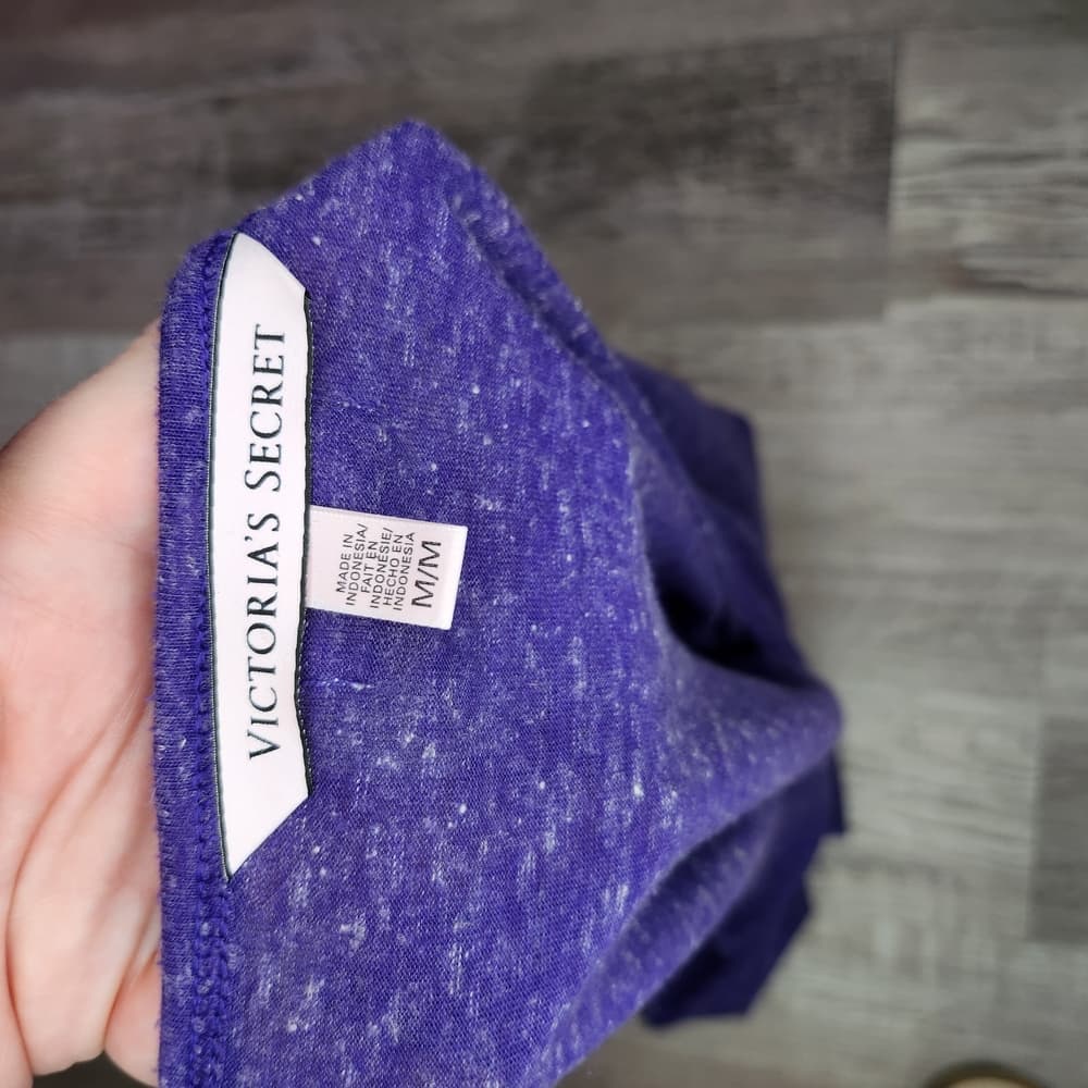 Victoria's Secret Semi Sheer Fitted Purple Short Sleeve T-Shirt - Thumbnail 3