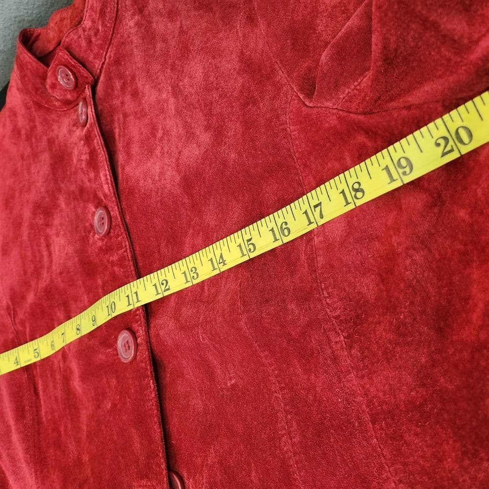 Liz Claiborne Red Lightweight Stylish Suede Leather Jacket - Thumbnail 10
