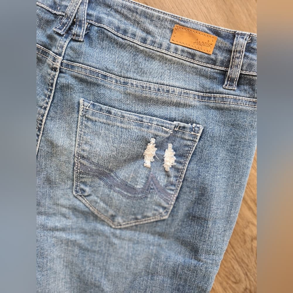 Angels Distressed Denim Stretchy Bermuda Jean Shorts - Thumbnail 7