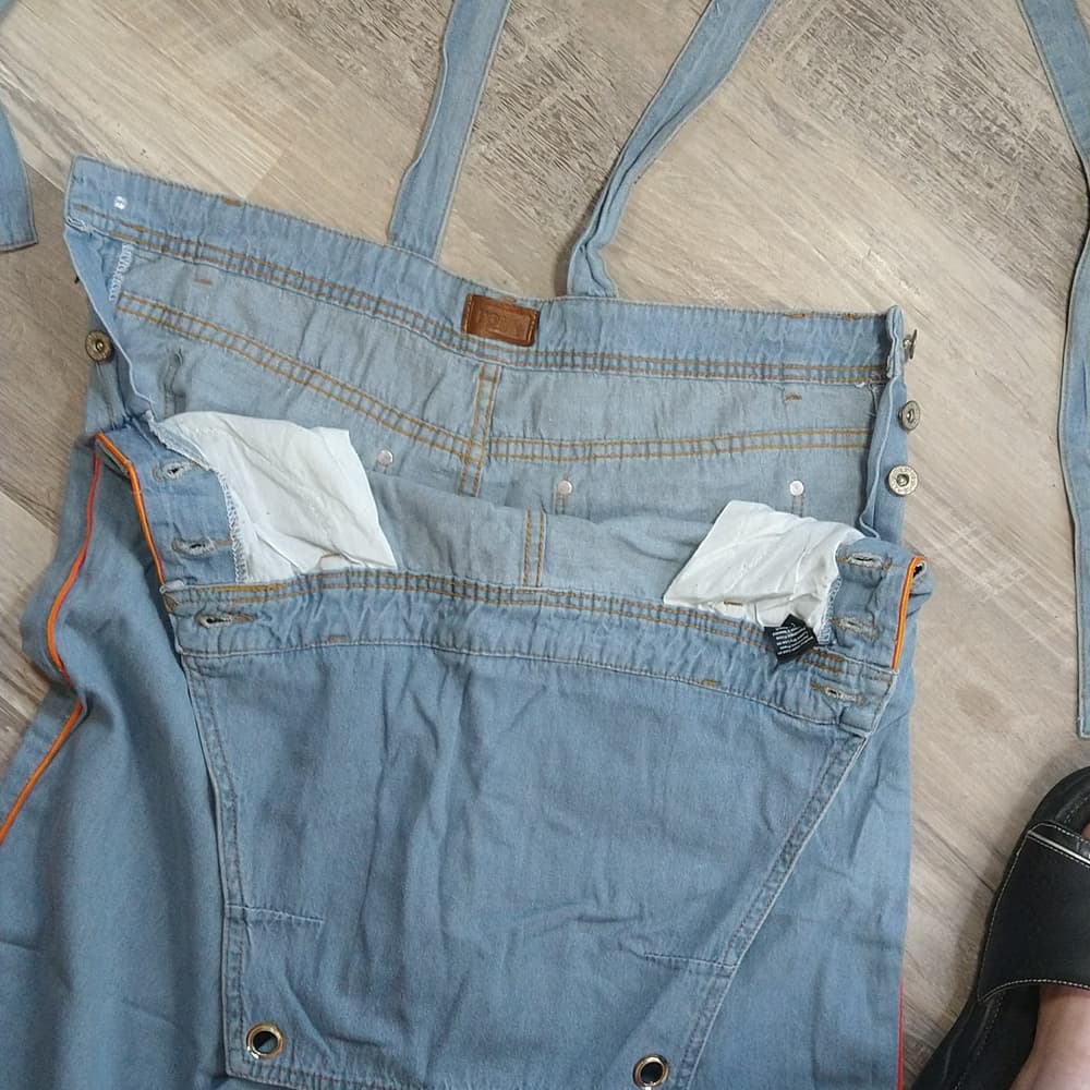 POL Light Denim Orange Trimmed Open Back Boyfriend Fit Overalls - Thumbnail 9