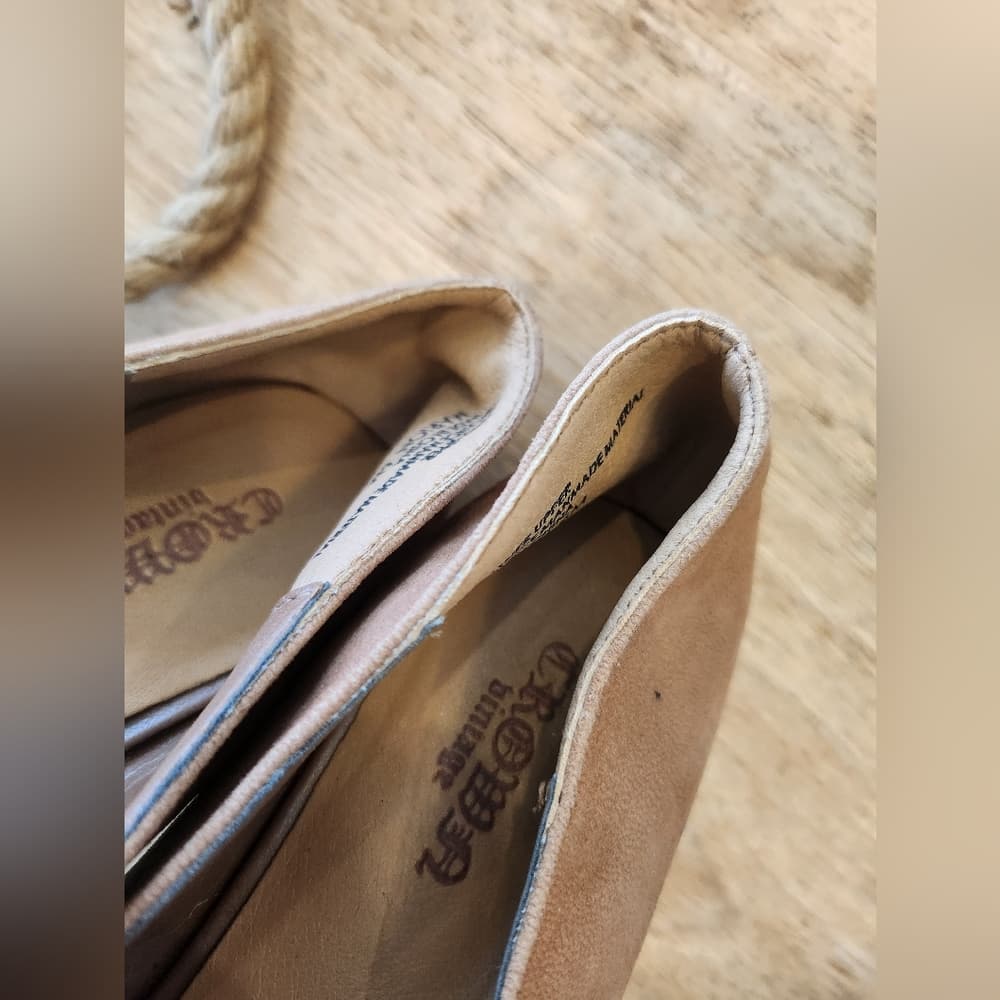 Crown Vintage Tan Leather Pointed Toe Flats Sleek Penny Loafers - Thumbnail 8