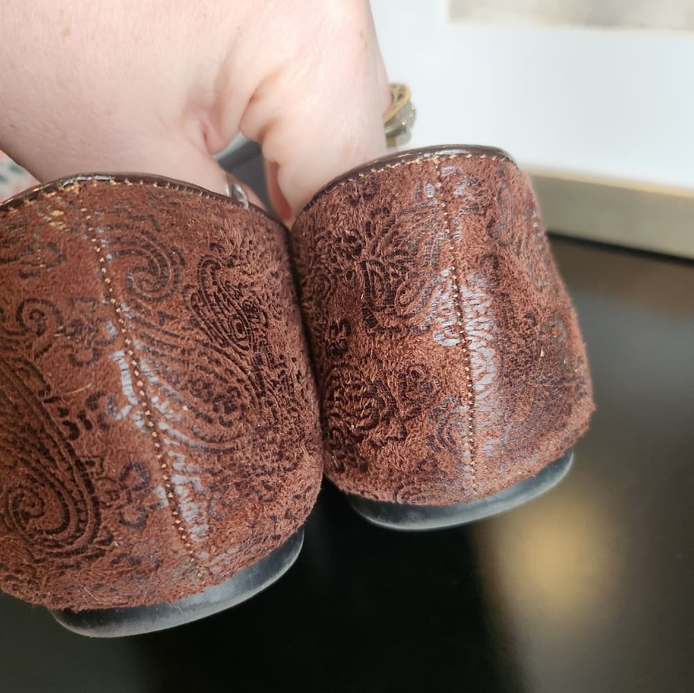 Cato Brown Paisley Flats Faux Suede Slip-On Loafers - Thumbnail 6