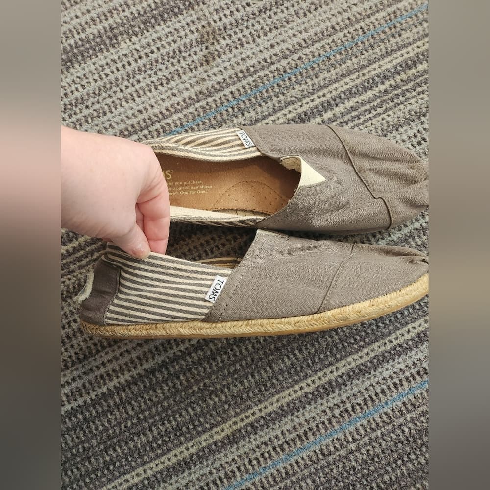 TOMS Brown Canvas Slip-On Shoes - Thumbnail 3