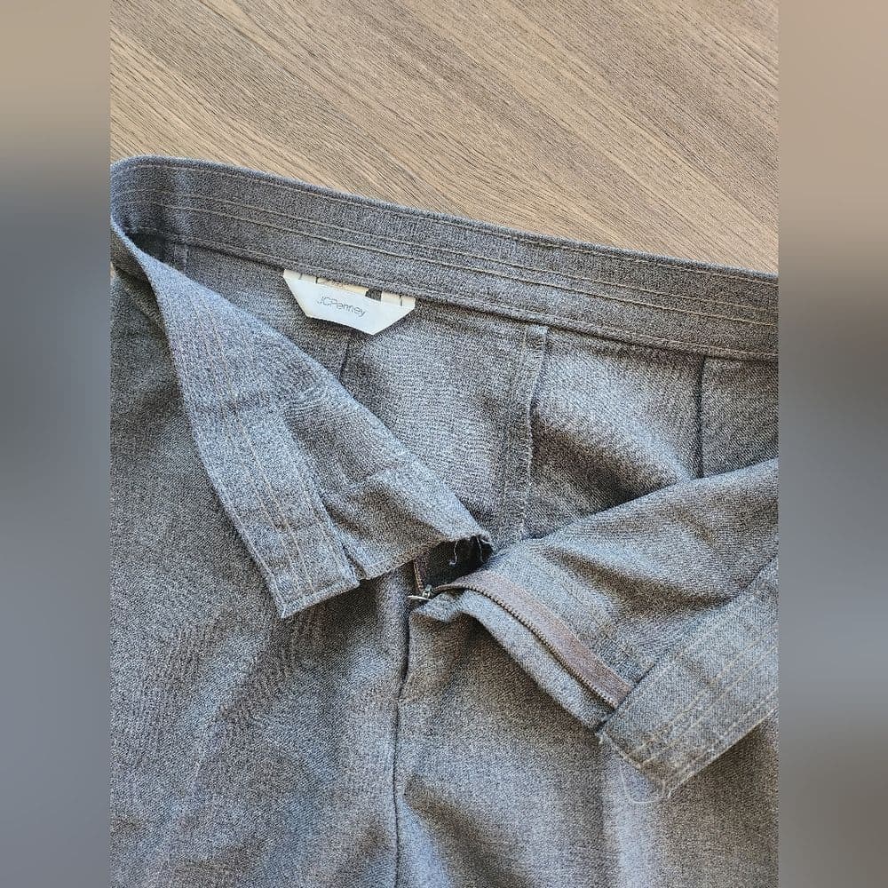 Vintage JCPenney Gray Trousers High Waist Waist Pleated Made In Usa - Thumbnail 3