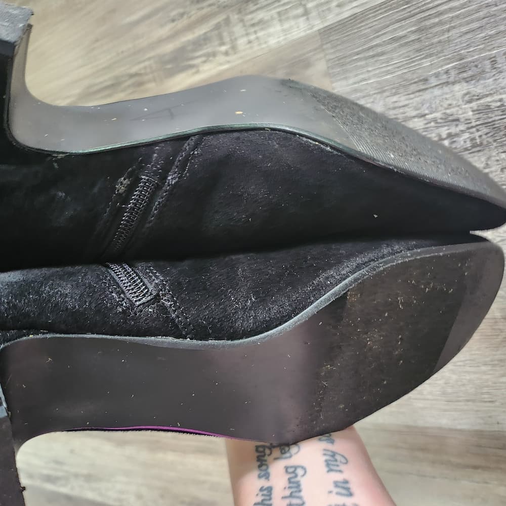 Bagatelle Black Suede Ankle Booties Sleek Contrast Stitch Low Heel - Thumbnail 6