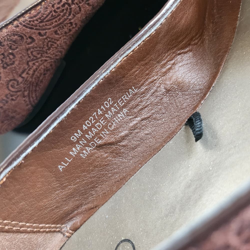 Cato Brown Paisley Flats Faux Suede Slip-On Loafers - Thumbnail 3