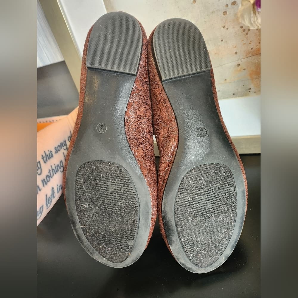 Cato Brown Paisley Flats Faux Suede Slip-On Loafers - Thumbnail 7