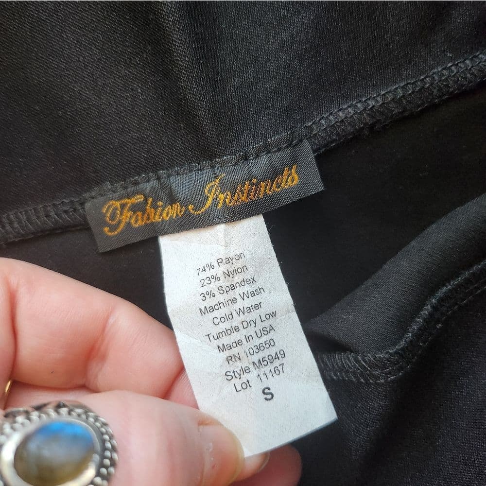 Black Vintage 1990s Stretchy Midi Pencil Skirt for Work Slit In Back Made In Usa - Thumbnail 3