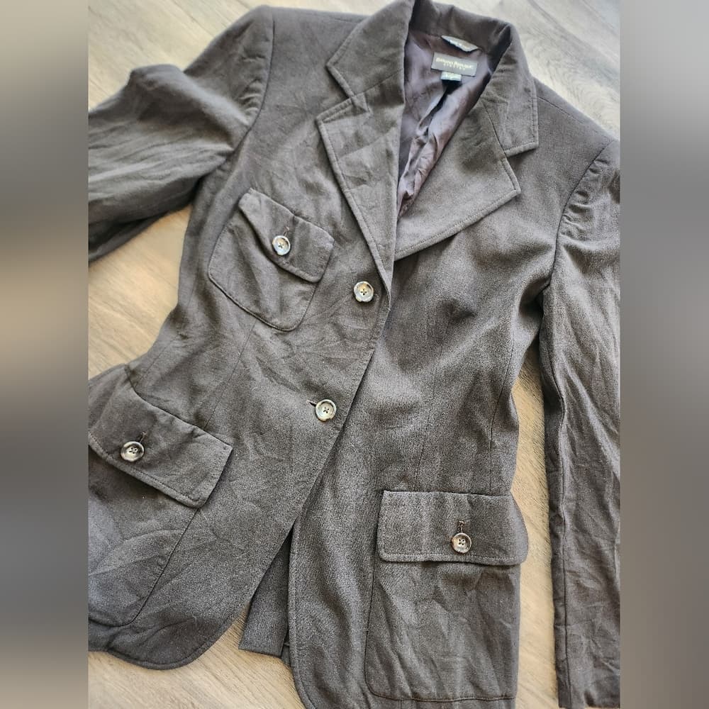 Banana Republic Brown Wool Italian Made Blazer Classic Suit Jacket - Thumbnail 2