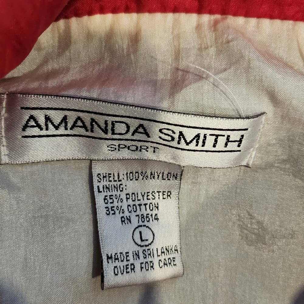Funky 1980s Amanda Smith Red and Black Windbreaker With Shoulder Pads - Thumbnail 3