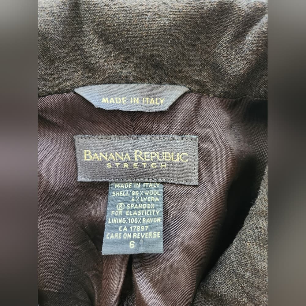 Banana Republic Brown Wool Italian Made Blazer Classic Suit Jacket - Thumbnail 3