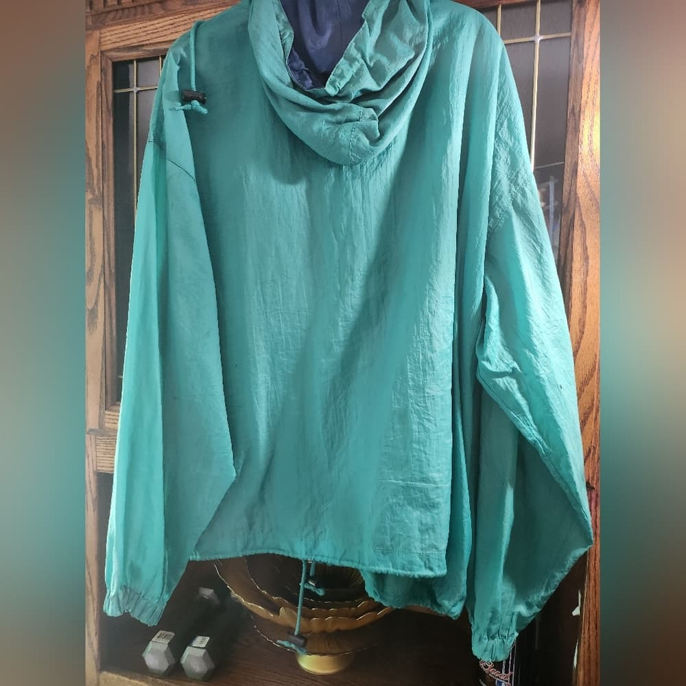 HONORS Vintage 1990s Teal Drawstring Windbreaker Jacket Read Description - Thumbnail 4