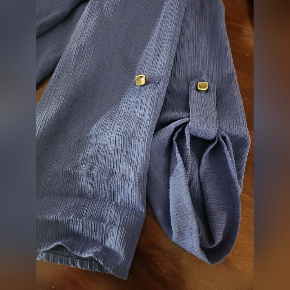 Vibrant Blue Vintage GW Button-Up Western Style Shirt with Metal Accents - Thumbnail 13