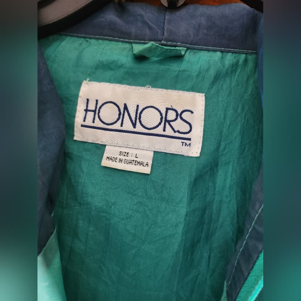 HONORS Vintage 1990s Teal Drawstring Windbreaker Jacket Read Description - Thumbnail 5