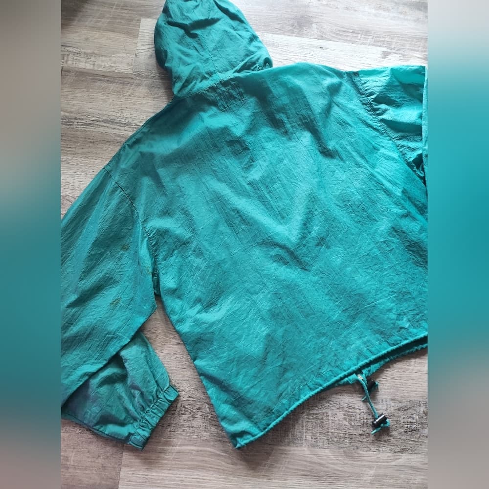 HONORS Vintage 1990s Teal Drawstring Windbreaker Jacket Read Description - Thumbnail 9