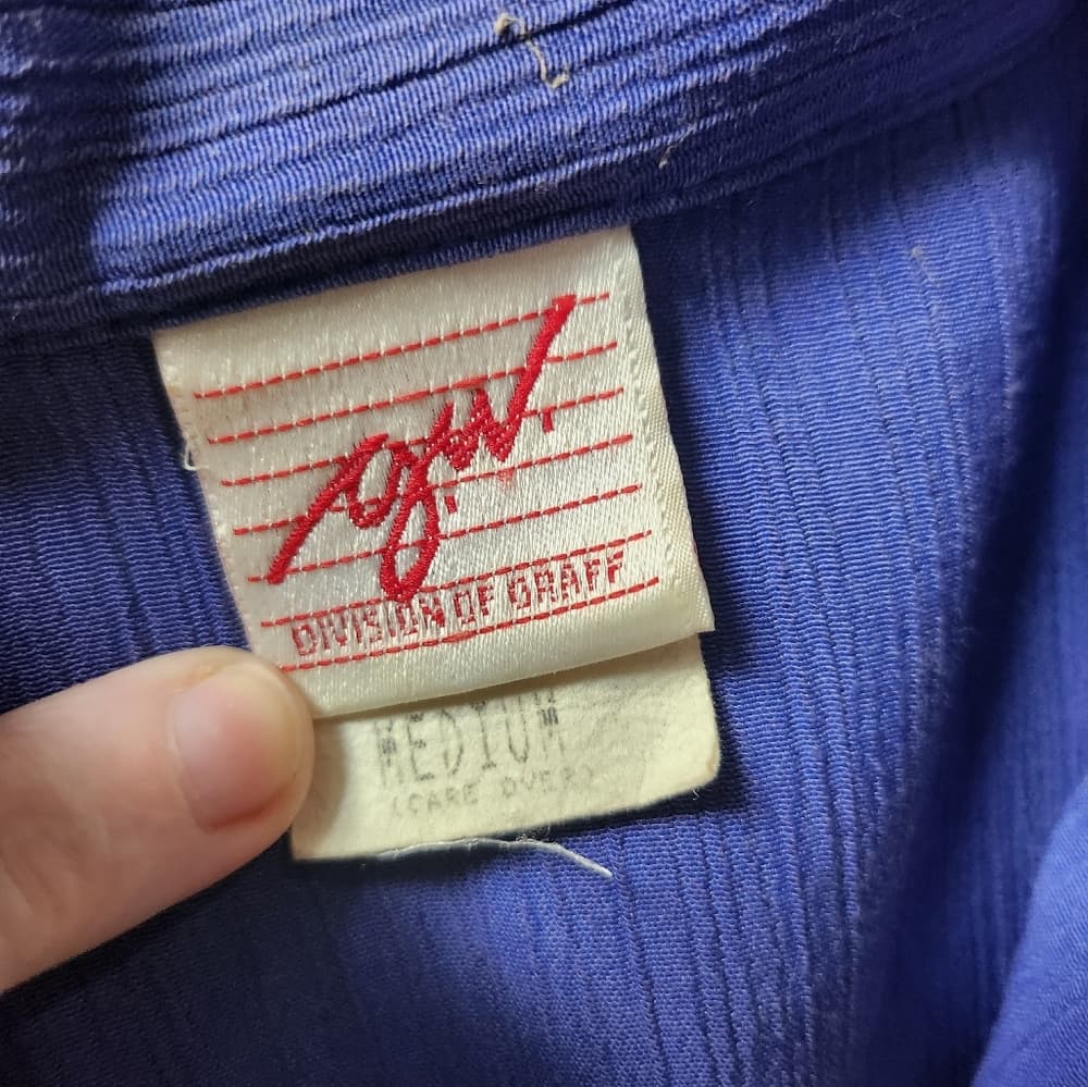 Vibrant Blue Vintage GW Button-Up Western Style Shirt with Metal Accents - Thumbnail 3