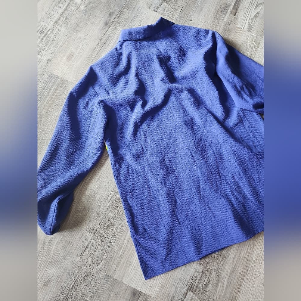 Vibrant Blue Vintage GW Button-Up Western Style Shirt with Metal Accents - Thumbnail 7