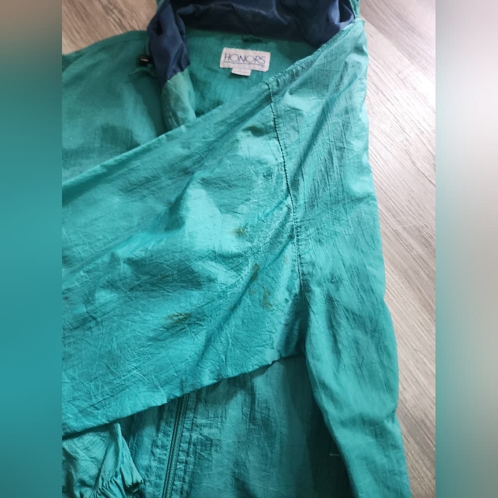 HONORS Vintage 1990s Teal Drawstring Windbreaker Jacket Read Description - Thumbnail 8