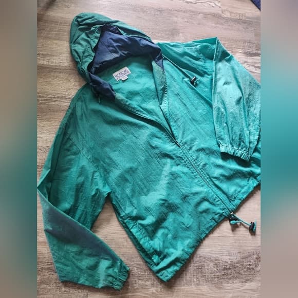 HONORS Vintage 1990s Teal Drawstring Windbreaker Jacket Read Description - Thumbnail 12