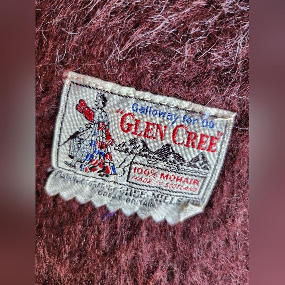 Vintage Mid Century Glen Cree Red and Brown Mohair Throw Blanket - Thumbnail 2