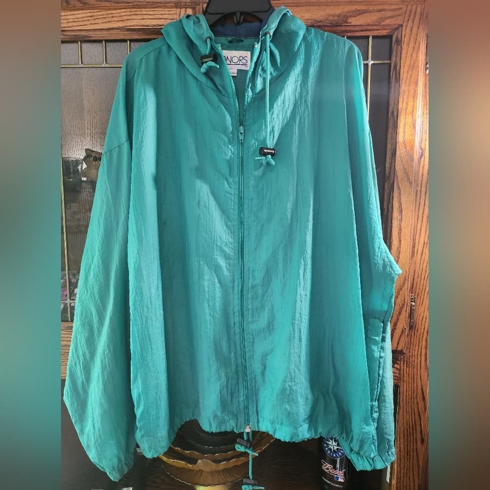 HONORS Vintage 1990s Teal Drawstring Windbreaker Jacket Read Description - Thumbnail 2