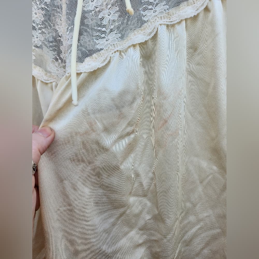 Vintage Cream Ruffled 3/4 Sleeve Bib Collar Chemise - Thumbnail 7