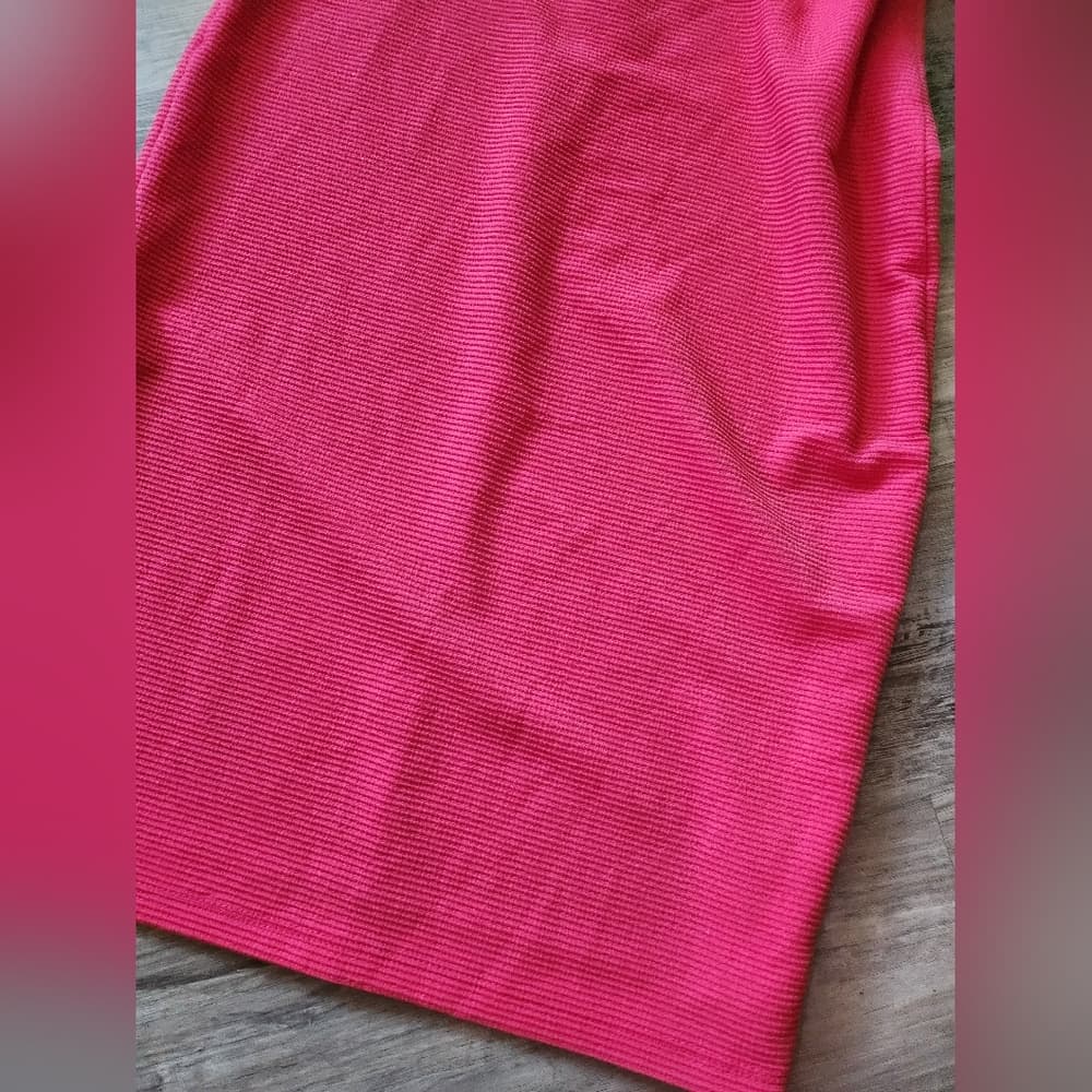 Glare Vibrant Hot Pink Ribbed Sexy Bodycon Dress Open Back - Thumbnail 2