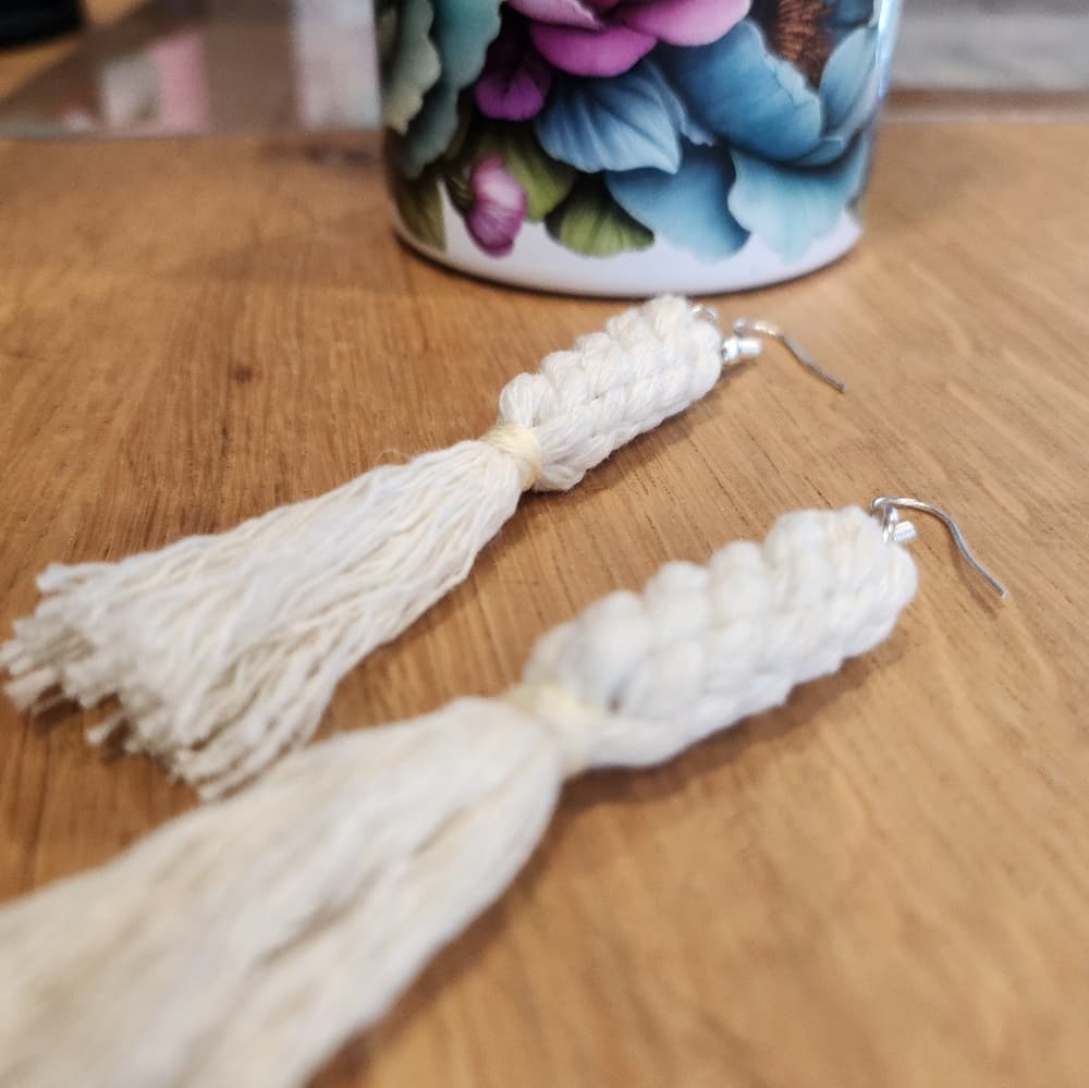 2 For 15- Colorful Boho Macrame Knotted Long Tassle Fringe Statement Earrings - Thumbnail 4