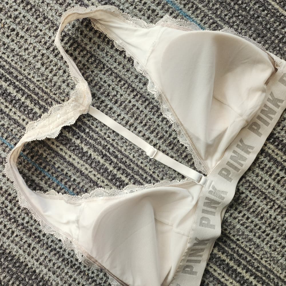 PINK Victoria's Secret Cream Lace Bralette - Thumbnail 3