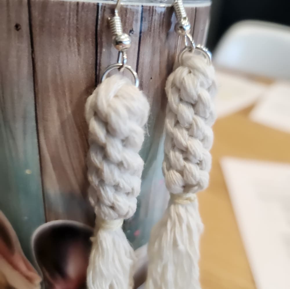 2 For 15- Colorful Boho Macrame Knotted Long Tassle Fringe Statement Earrings - Thumbnail 5