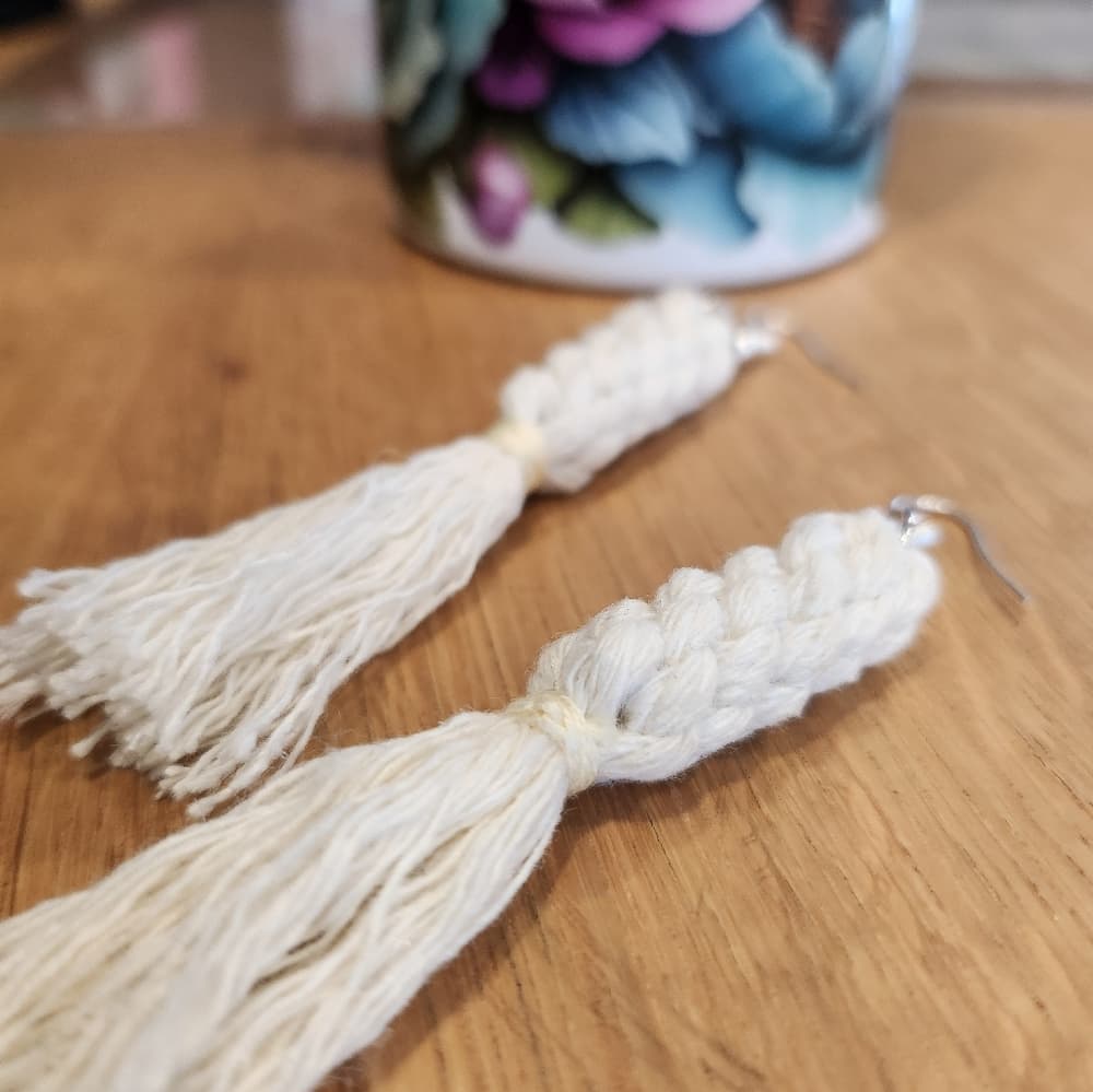 2 For 15- Colorful Boho Macrame Knotted Long Tassle Fringe Statement Earrings - Thumbnail 3