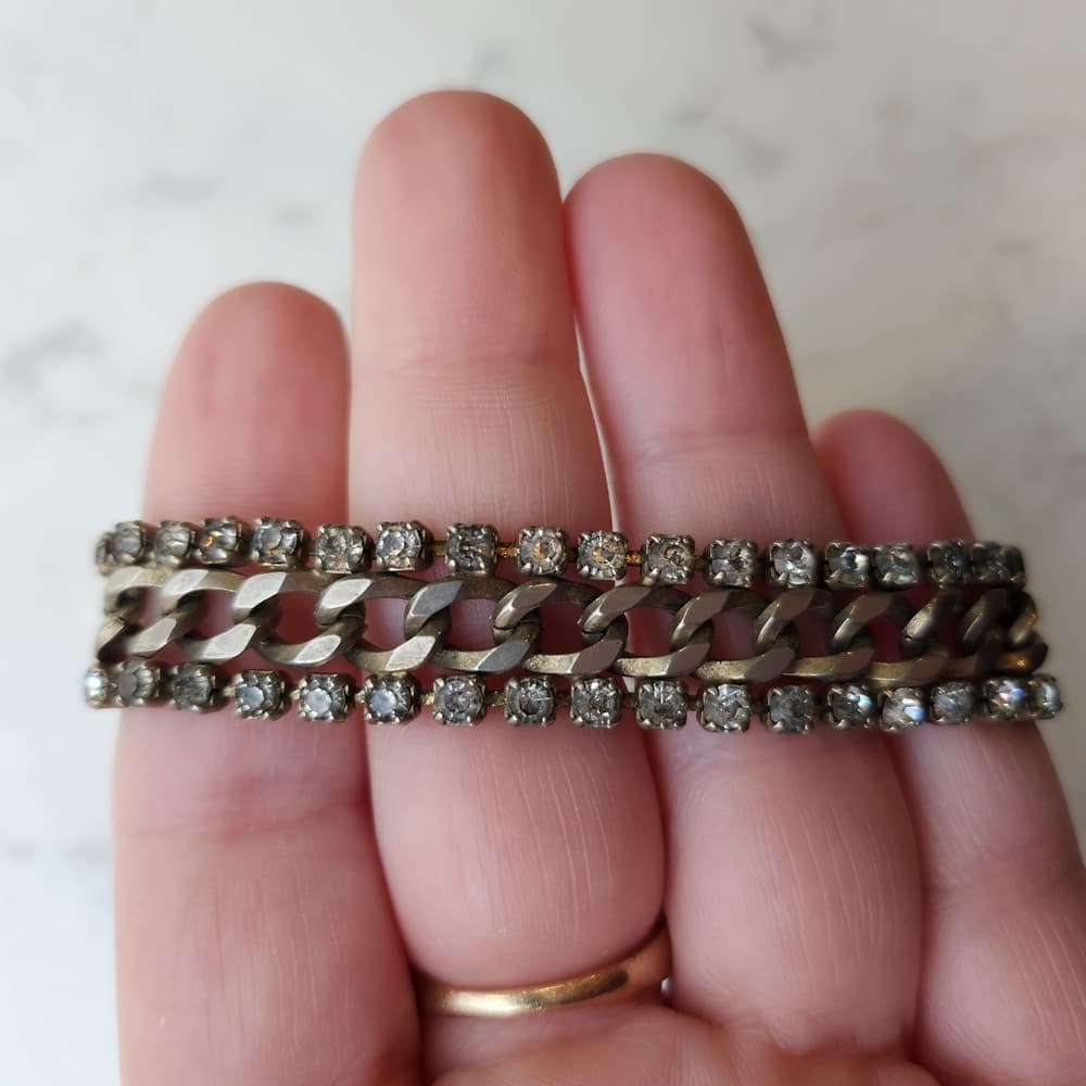 Vintage Rhinestone Chain Bracelet - Thumbnail 5