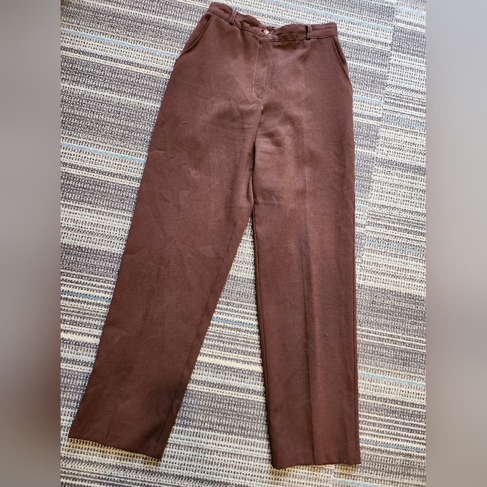 Vintage 90s Brown Tapered High Waist Trousers - Thumbnail 12