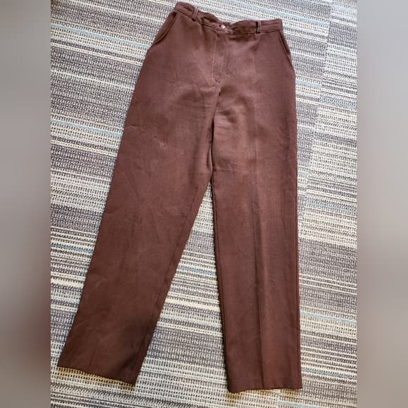 Vintage 90s Brown Tapered High Waist Trousers - Thumbnail 13