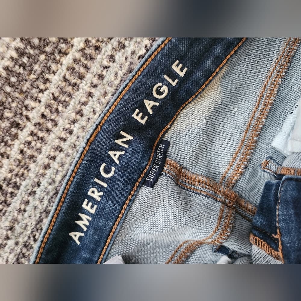 American Eagle Mid Rise Stretch Jegging Long Skinny Fit Dark Denim Jeans - Thumbnail 2