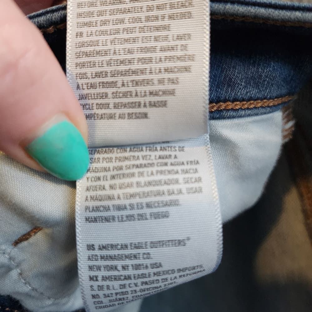 American Eagle Mid Rise Stretch Jegging Long Skinny Fit Dark Denim Jeans - Thumbnail 4