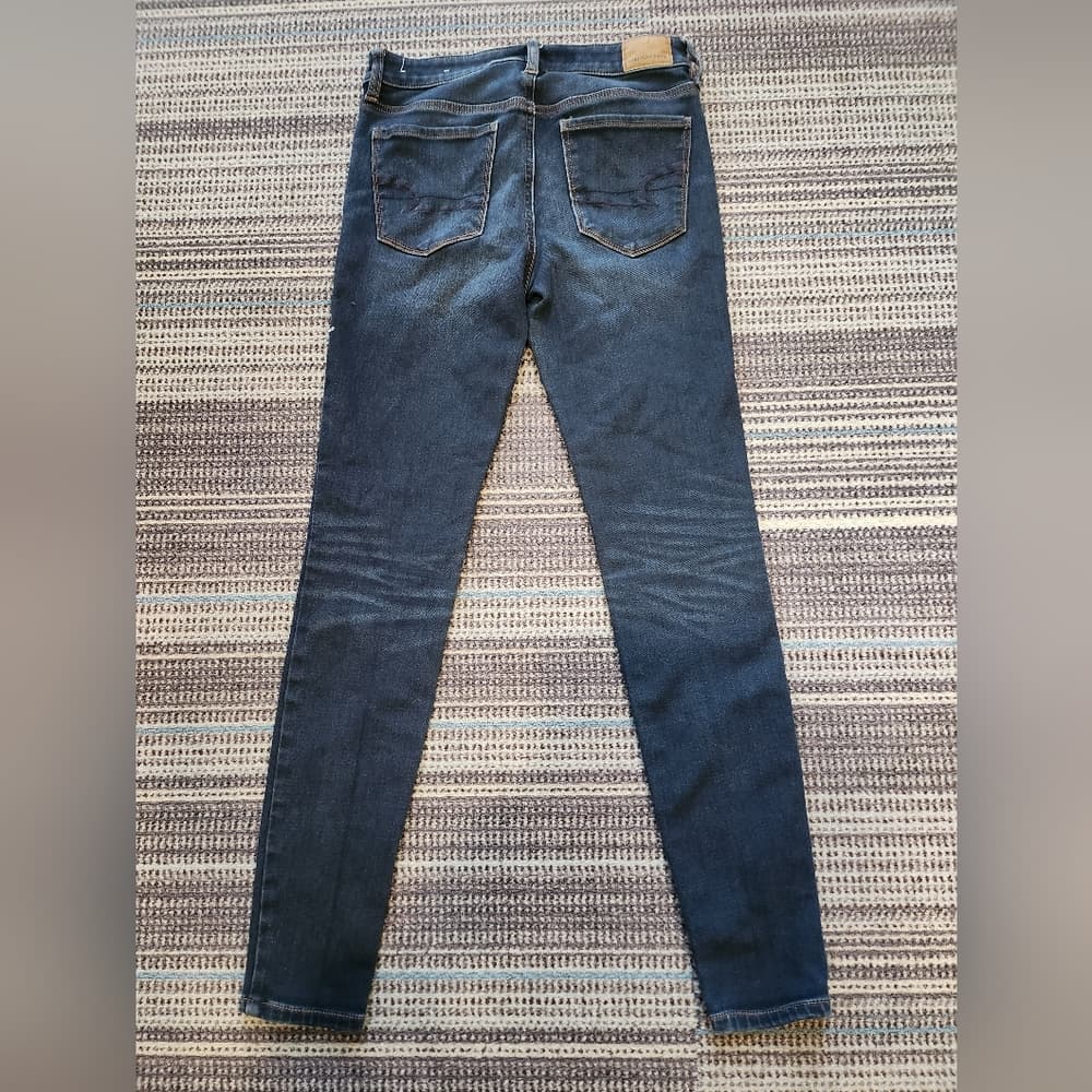 American Eagle Mid Rise Stretch Jegging Long Skinny Fit Dark Denim Jeans - Thumbnail 7