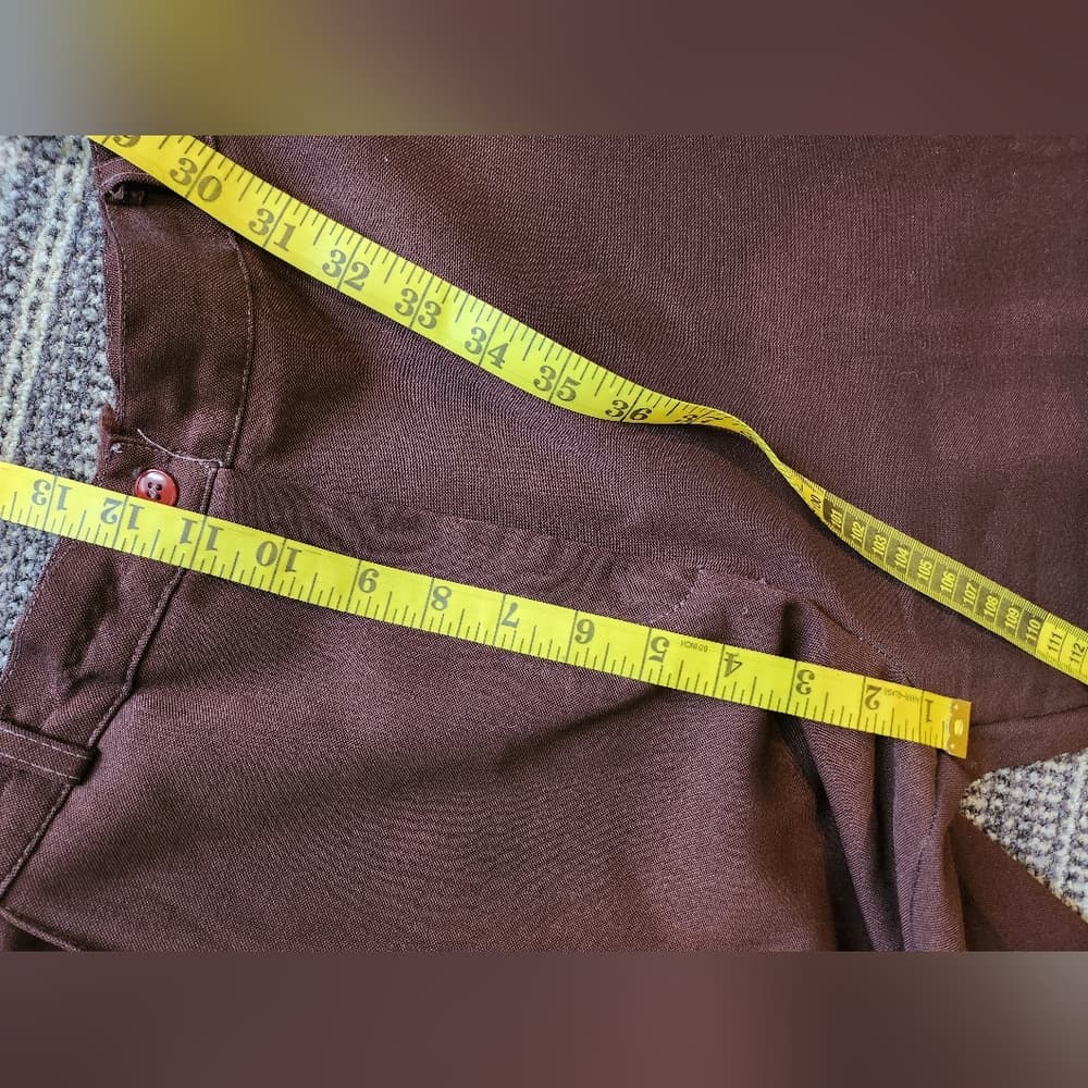 Vintage 90s Brown Tapered High Waist Trousers - Thumbnail 8